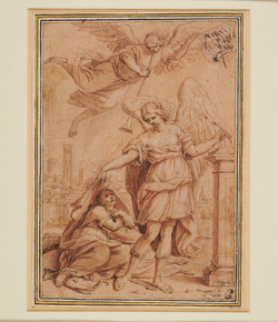 Allegorical subject with a figure of History, a seated figure, and a figure of Fame