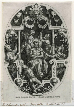 Oval design with the mocking of Christ