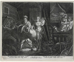 The holy family preparing for the flight to Egypt