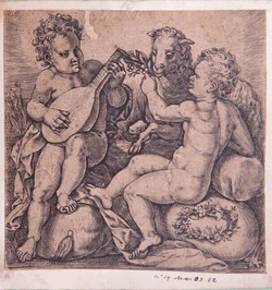 Two children sitting within a halo of light