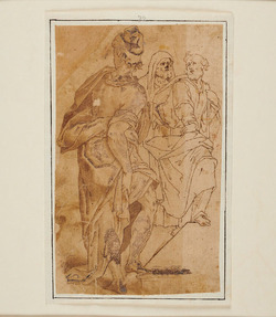 Three male figures, from 'The Circumcision of Jesus'
