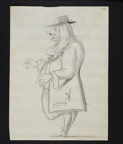 Caricature of a man standing in profile