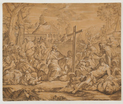San Carlo Borromeo in prayer with victims of the plague