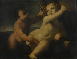 A Putto with a Tambourine and an Infant Satyr with a Panpipe