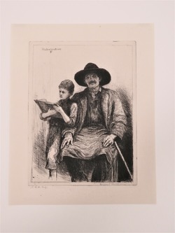 Portrait of a young boy reading to an elderly man