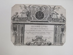 Frontispiece for a series of prints with the title centre surrounded by fireplace design of ornate scroll work and foliage motifs with trumpeting angels at top, from Douce Ornament Prints Album I