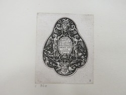 Frontispiece for a series pear-shaped engravings with black background, includes a trophy, and two trumpeting angels, and grotesque ornaments, from Douce Ornament Prints Album I