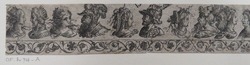 Frieze of the busts of five couples facing each other over a decorative grapevine border, from Douce Ornament Prints Album I