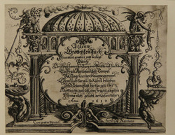 First title-page of 'New Grotteßken Buch...' within a domed classical building and grotesque ornaments, from Douce Ornament Prints Album II