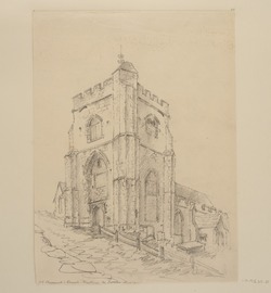Recto: The West Tower, St Clement's Church, Hastings
Verso: Studies of a Donkey and Architectural Details