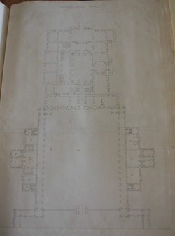 Drawing of the plan of an enormous country house