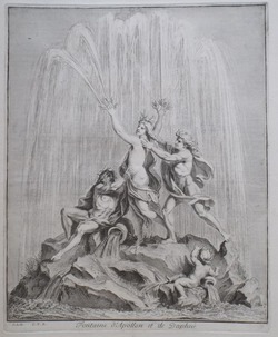 Design for a fountain showing Apollo and Daphne, from the series 'Recueil de fontaines et de frises maritimes'