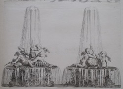 Design for a fountain with two groups of putti, from the series 'Recueil de fontaines et de frises maritimes'