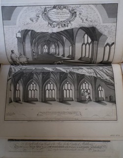 The inside perspective view of the Under Chappel of St Thomas within London Bridge from the west to the east end