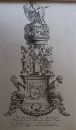 Three-sided bronze stand