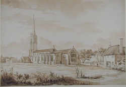 Oxborough Church with the chapel built at the north side for the monuments of the noble Bidulphs family