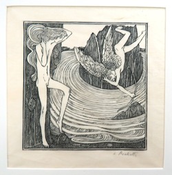 Cupid diving, Leander preparing to bathe