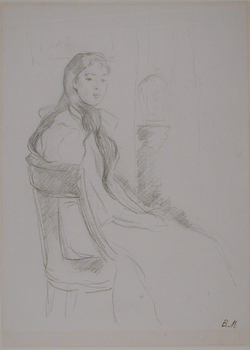 A girl seated on a 'chaise en gondole'