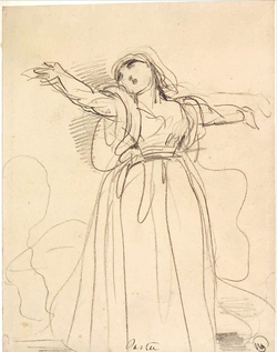 Theatrical Sketches, Madame Pasta with both arms extended