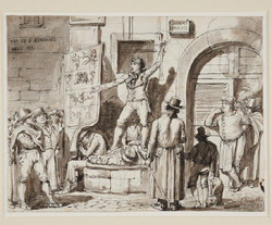 A street-hawker selling his wares