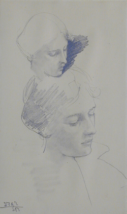 Two Portrait Studies of the Head of a Girl (the lower probably by Sir Lawrence Alma-Tadema)