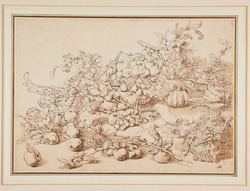 Still Life with Fruit and Vegetables and two Birds