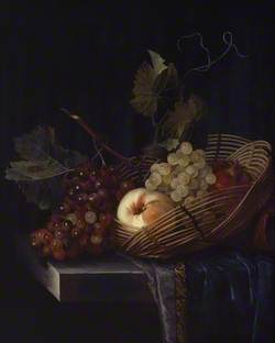 Still Life of a Peach and Grapes