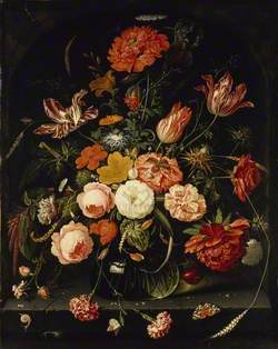 A Vase of Flowers with two Carnations