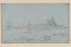 Recto: Venice: The Dogana di Mare and adjacent Buildings 
Verso: Study of a 'Bissona'