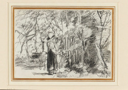 Recto: Peasant Child leaving a Sheep amid Trees
Verso: Chickens