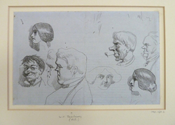 Caricatures of eight Heads, including a portrait of William Makepiece Thackeray
