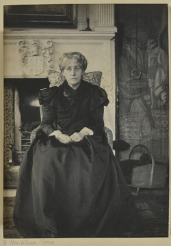 Jane Morris seated in the Old Tapestry Room at Kelmscott Manor, Oxfordshire