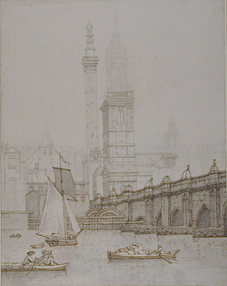 Old London Bridge and the Monument
