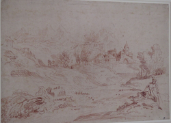 An Italianate landscape with a figure seated on the right