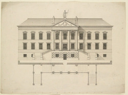 Elevation of a country house, probably Devonshire House