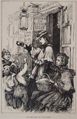 ON THE STEP OF A RAG SHOP