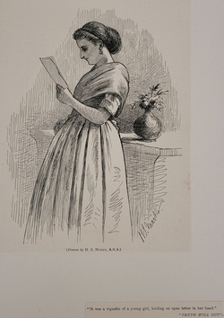 'It was a vignette of a young girl, holding an open letter in her hand.'
'TRUTH WILL OUT.'