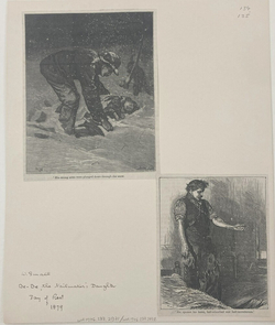 'His strong arms were plunged down through the snow