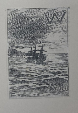 Sketch for initial letter ' W '