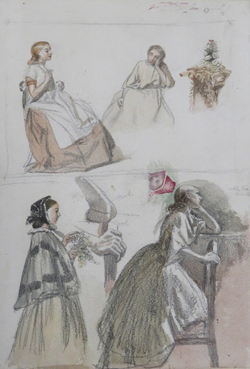 Sheet of Studies of Female Figures