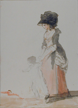 Lady Walking with a Child