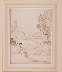 Landscape with an artist sketching