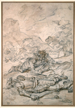 Don Quixote and Sancho Panza ill-treated by the galley slaves