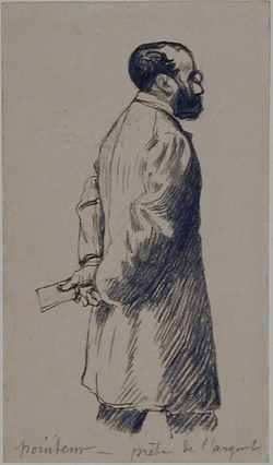 A man standing, holding a paper behind his back