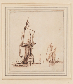 A Flagship and a Yacht becalmed