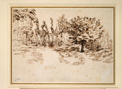 Landscape with trees and a church steeple