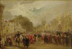 Sketch for 'H.R.H. the Prince Regent received by the University and City of Oxford, June 14, 1814'