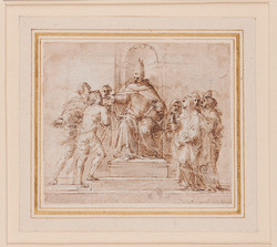 Recto: St Antoninus, Archbishop of Florence, distributing llms to supplicants
Verso: Studies for a niche
