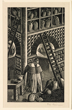 Illustration for 'Famous Tragedy of the Jew of Malta': the Jew of Malta in his counting house