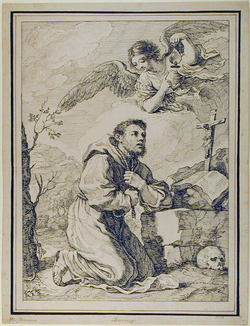 St Francis in Prayer, after Guercino